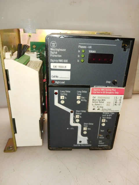 Westinghouse T63Cls Digitrip Rms 600 Trip Unit Pd6D08A060 Rating Plug