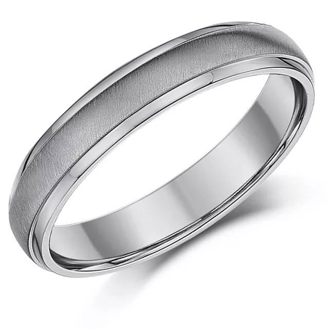 Titanium Matt & Polished Wedding Engagement Ring 4mm Band Men's/Ladies Band