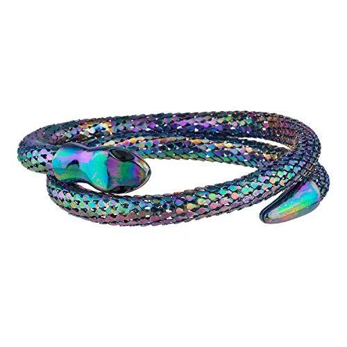 Multicolored Metallic Snake Head Tail Wrap Charm Bracelet