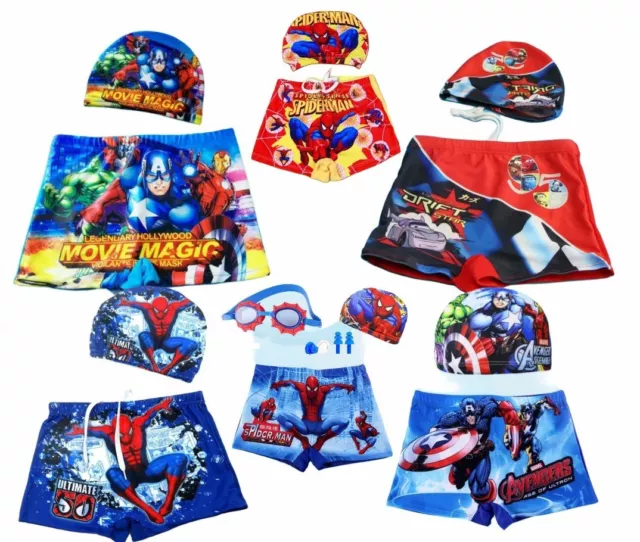 spiderman Short Maillot Bonnet De Bain Enfant Avengers Cars Captain America