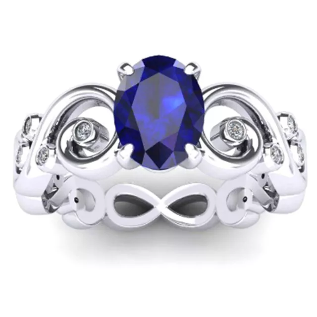 2.25Ct Natural Blue Tanzanite IGI Certified Diamond Ring In 14KT White Gold