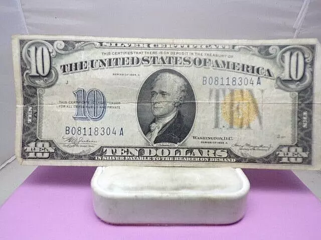 1934 Series A US Silver Certificate North Africa $10 Dollar