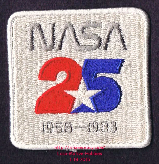 LMH PATCH Badge  1958 1983 NASA SPACE Exploration  25th 25 Anniversary Silver