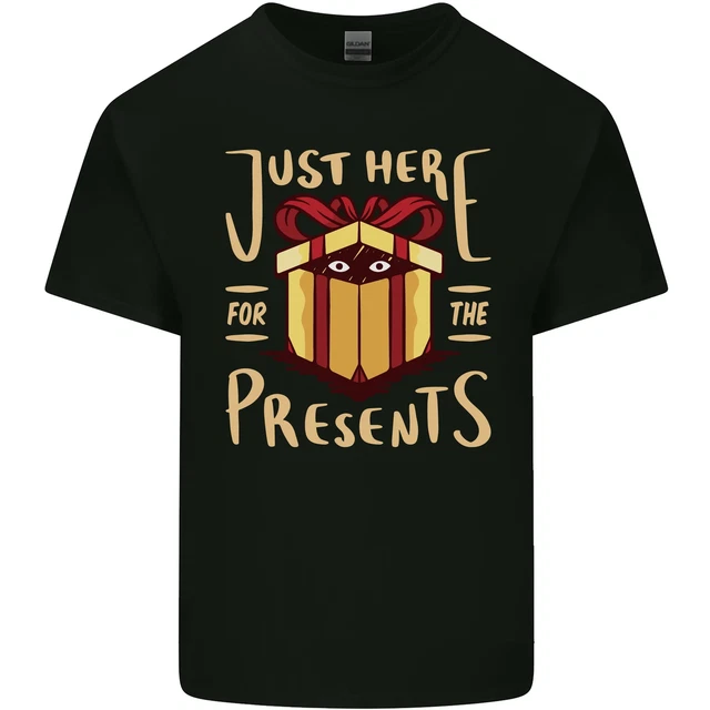 Natale Just Here For The Presents Divertente Uomo Cotone T-Shirt