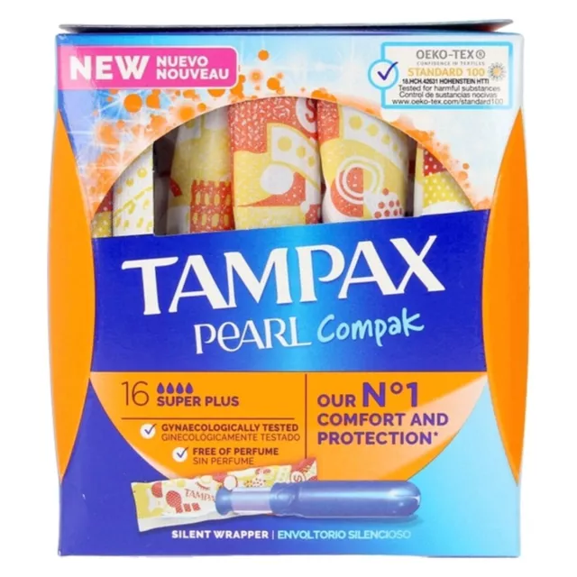 Tampon Super Plus Pearl Compak Tampax Tampax Pearl Compak 16 Unités