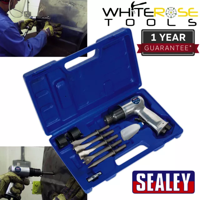 Sealey Air Hammer Kit with Chisels Medium Stroke Air Tool Garage Workshop