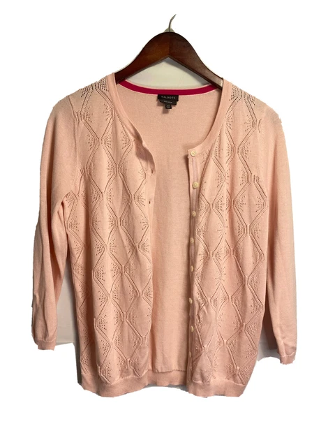 NWOT Talbots Womens Button Up Vented Cardigan Sweater Pima Cotton Pink Size XS