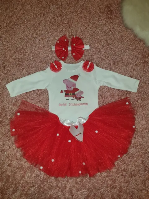 Girls christmas dress 2-3  years Outfit  Peppa Pig Tutu Red