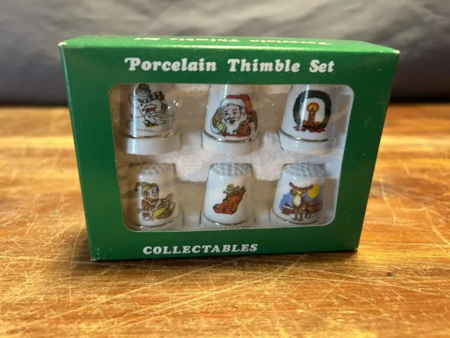 Christmas Porcelain Thimble Set VINTAGE