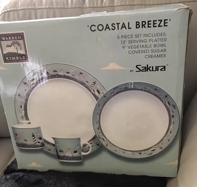 Coastal Breeze Warren Kimble Sakura 5 pc serving set New-Other