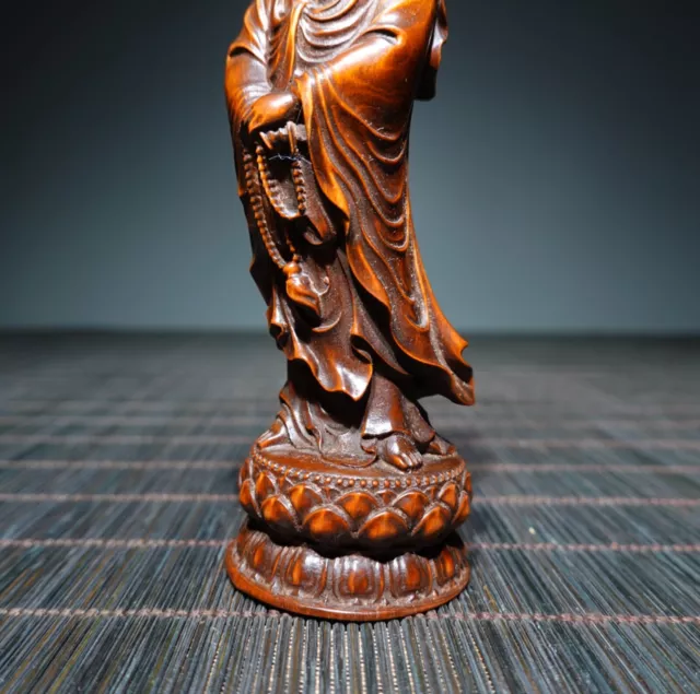 Chinese Natural Boxwood Hand-carved Exquisite Guanyin Statue AC2255 3