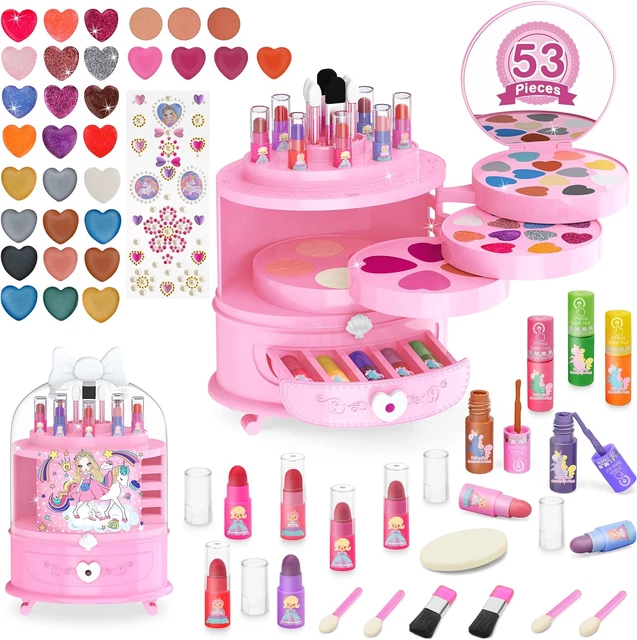 Bloranda 53-teiliges Kinder Make-up Sets für Mädchen Alter 3/5/7/9 Einhorn echte waschbare Marke
