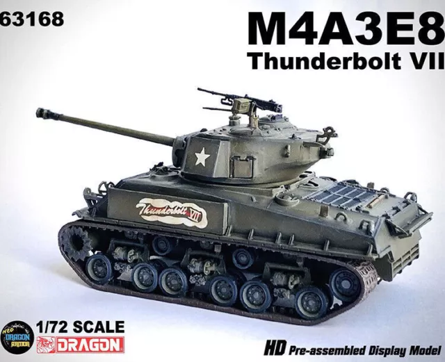 Dragon 1/72 Sherman M4A3E8 tank Thunderbolt 7 37th Tank Battalion Static Model