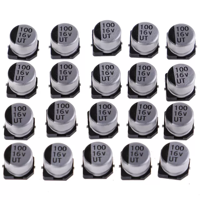 20 pcs SMD electrolytic capacitors with specifications of 6*5 mm 16V 100uF .pj