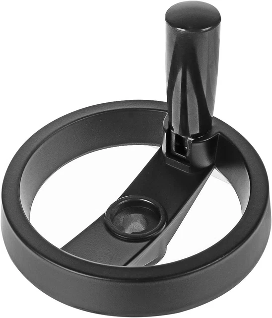 4.9 Inch 2 Spoke Hand Wheel with Folding Revolving Handle Black for Milling