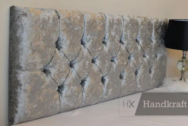 Headboard Crushed Velvet Chesterfield Bed Head   3Ft 4Ft 4Ft6 5Ft Free P&P