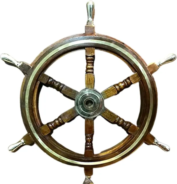 Vintage Wood Ship Wheel For Home Décor & Office Decoration Antique Nautical