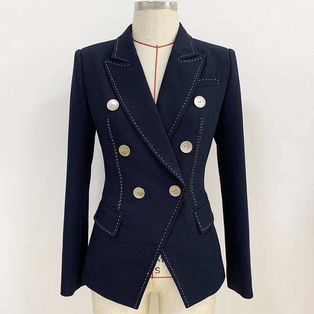 Donna Design Ispirato Esposti Cucitura Linea Blazer Cappotto Giacca