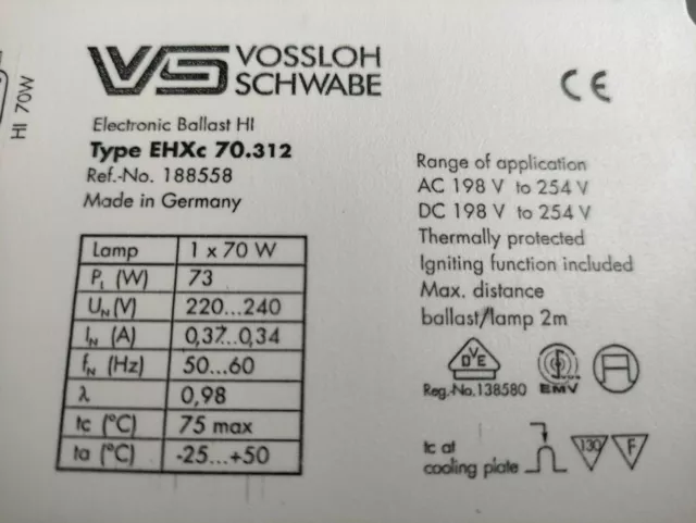 Vossloh Konventionelles Vorschaltgerät VVG KVG 1x 25 Watt 25W