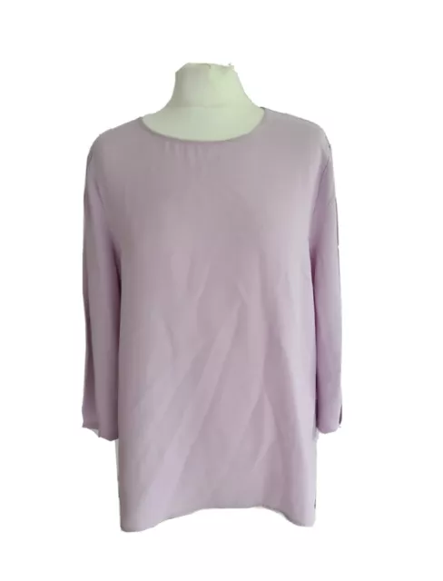 Eileen Fisher Damenbluse Größe Small/P hell lila 100 % Seide. Langarm.