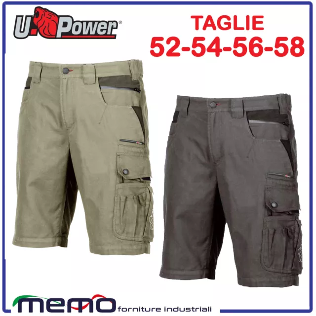 pantaloni uomo corti da lavoro cargo pantaloncini bermuda u power in 100% cotone