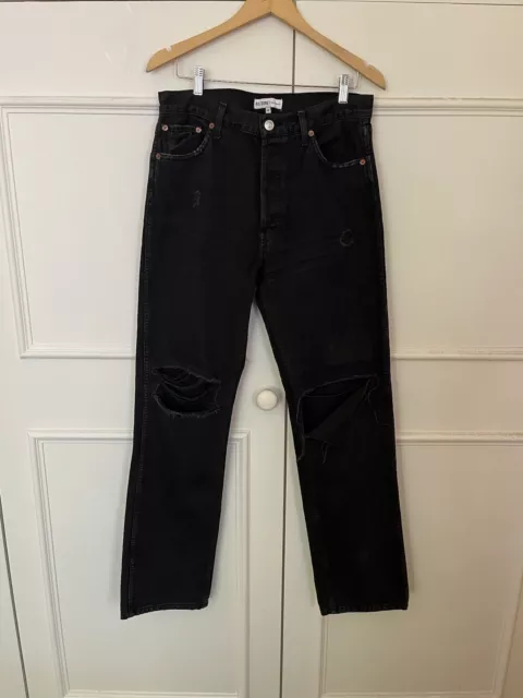 RE/DONE Black High Rise Loose Jeans, Size 29