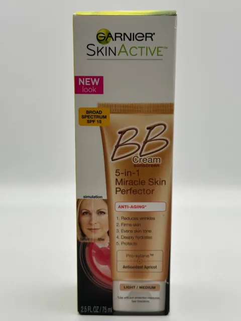 Garnier BB Cream Anti-Aging 5-In-1 Miracle Skin Perfector LIGHT/MEDIUM 2.5 oz