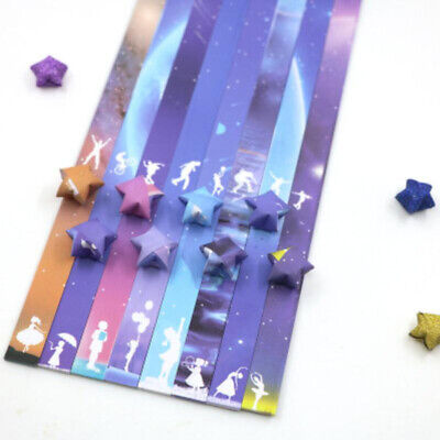 136 X Papel Plegable Estrella de la Suerte Tira de Papel Cielo Universo Patrón Origami Artesanía:
