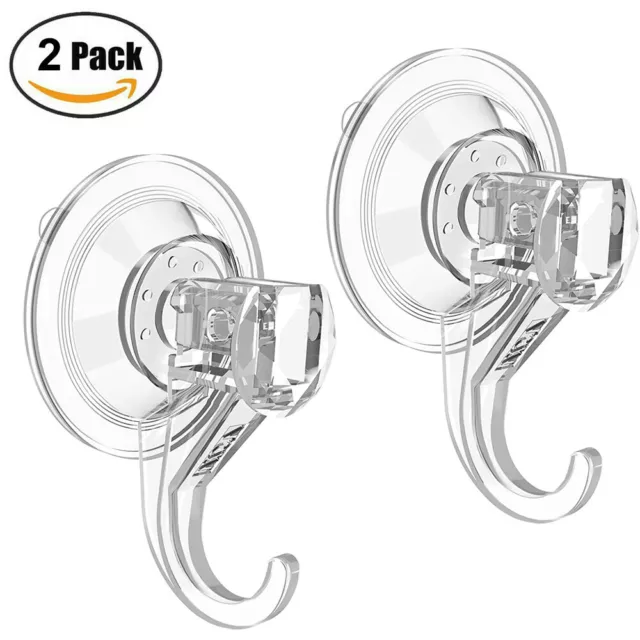 2PCS Heavy Duty Suction Cup Hook Cup Wall Wreath Hanger Window Shower Kitchen