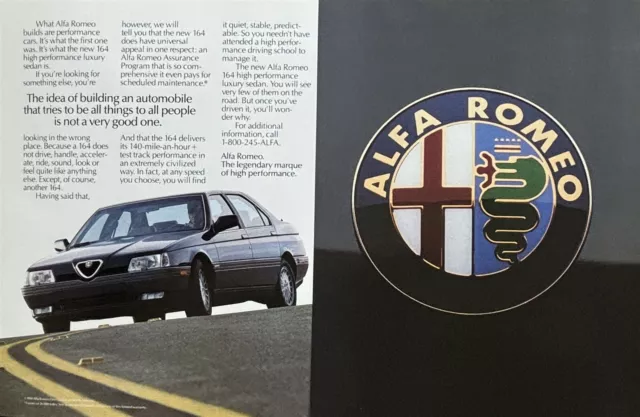 1990 ALFA ROMEO 164 Luxury Sedan Legendary Marque of High Performance PRINT AD