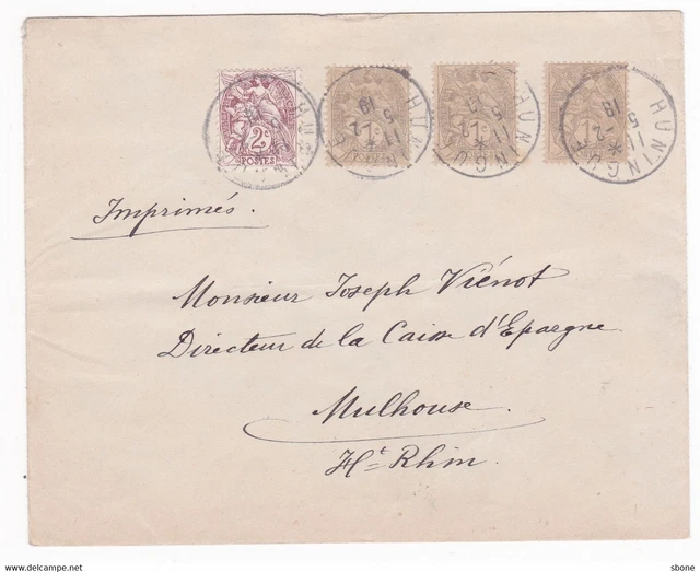 Cachet - Rétablissement de la poste en Alsace - Huningue sans nom de département
