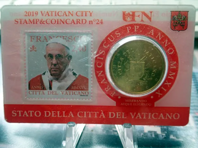 PONTIFICATO DI PAPA FRANCESCO- 2019. 4er Satz 2019 Vatikan, Briefmarke und Münze