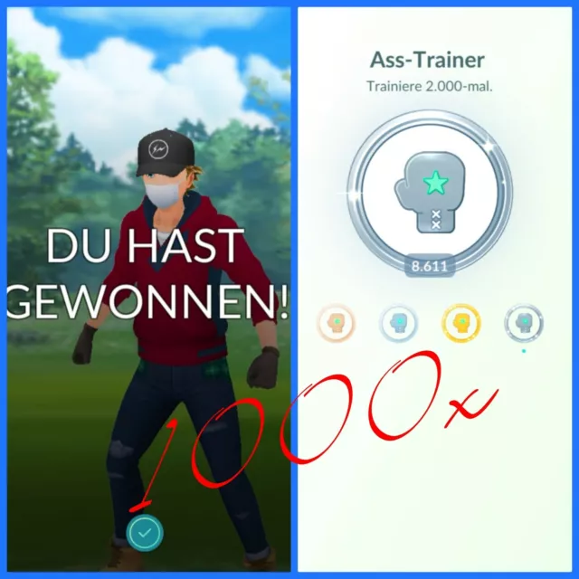 ✅✴️ Pokémon Go 1000 Trainer kämpfe für Medaille "ASS-Trainer" Level 48 🏅