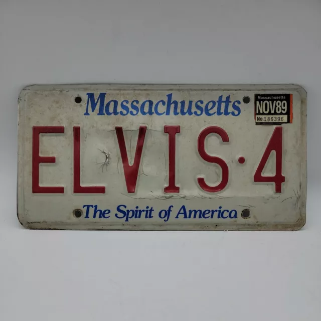 Vintage Massachusetts 1989 Elvis Presley Spirit Of America License Plate GUC