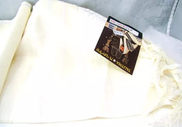 Talitnia Talit Tallit Tallis Talis White on White Stripes 21 x 66 NWT Wool