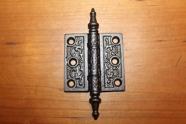 2-1/2" x 2-1/2" Ornate Steeple Tipped Cast Iron Victorian Eastlake Hinge D-3