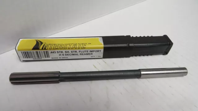 Interstate (02034437) High Speed Steel 0.443" Diameter, 8 Flute, Chucking Reamer