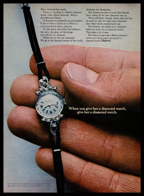 1967 Bulova Watch Company Diamond Goddess 14K 23 Jewel Movement Vintage Print Ad