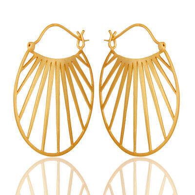 18K Yellow Gold Plated Traditional Handmade Art Deco Fashion Earring Jewelry