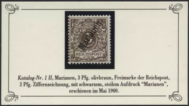 Marianen  1900  "Ziffernzeichnung" 3 Cent,  MiNr 1 II, ** MNH