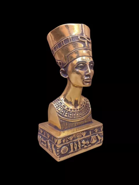 An excellent model, the head of Queen Nefertiti, hand made by me with gold leaf.