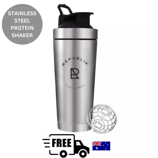 Premium Stainless Steel Protein Shaker- Leak Proof Double Wall Insulation NEW