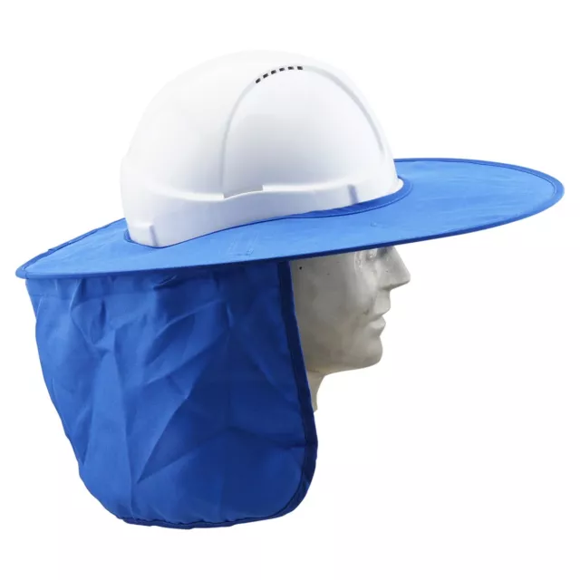Foldaway Hard Hat Helmet Sun Brim with Neck Flap Blue