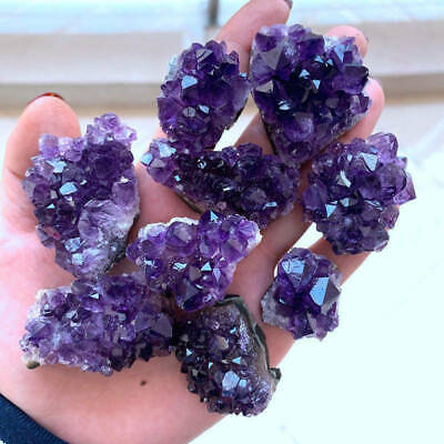 Natural Purple Amethyst Cluster Quartz Crystal Druzy Geode Reiki Healing Stone