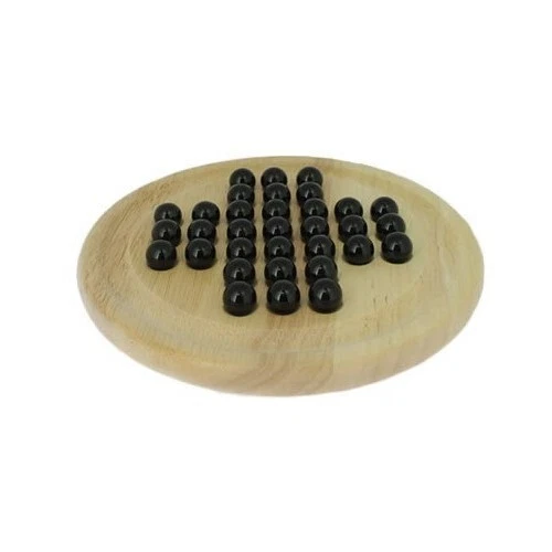 JEU DE SOLITAIRE en Bois Avec Ses Billes en Bois /Jeu De Société
