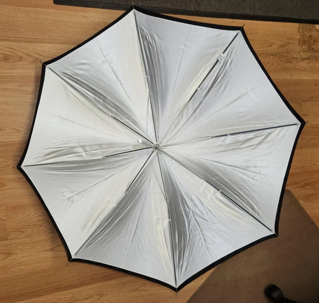 2 Westcott Convertible Umbrellas - Optical White Satin w / Removable Black Cover