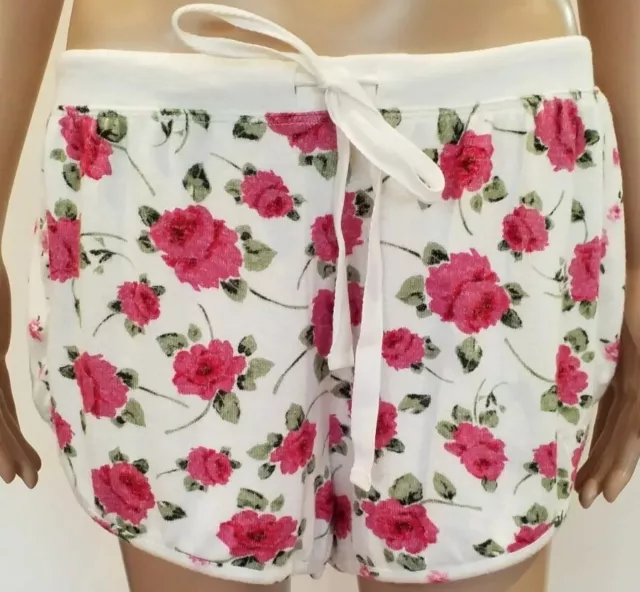 PETER ALEXANDER PJS Womens Cream Pink Floral Drawstring Shorts Size L/XL BNWT PJ