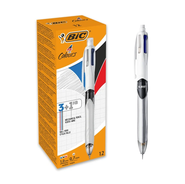 BIC 4 Colours Multifunctional Ballpoint Pen and HB Pencil Combo - Set of 12 -...