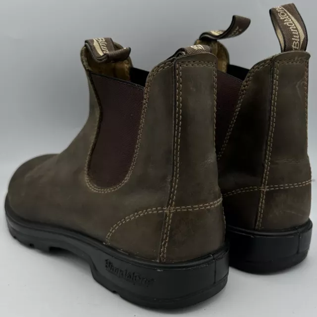 BLUNDSTONE 585 RUSTIC brown chelsea boots Slip On Rubber Sole Size UK 8 ...