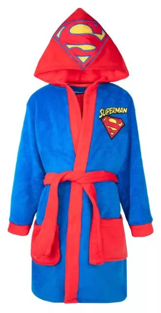 Superman Kids Dressing Gown Hooded Superhero Robe for Kids Winter Warm Soft